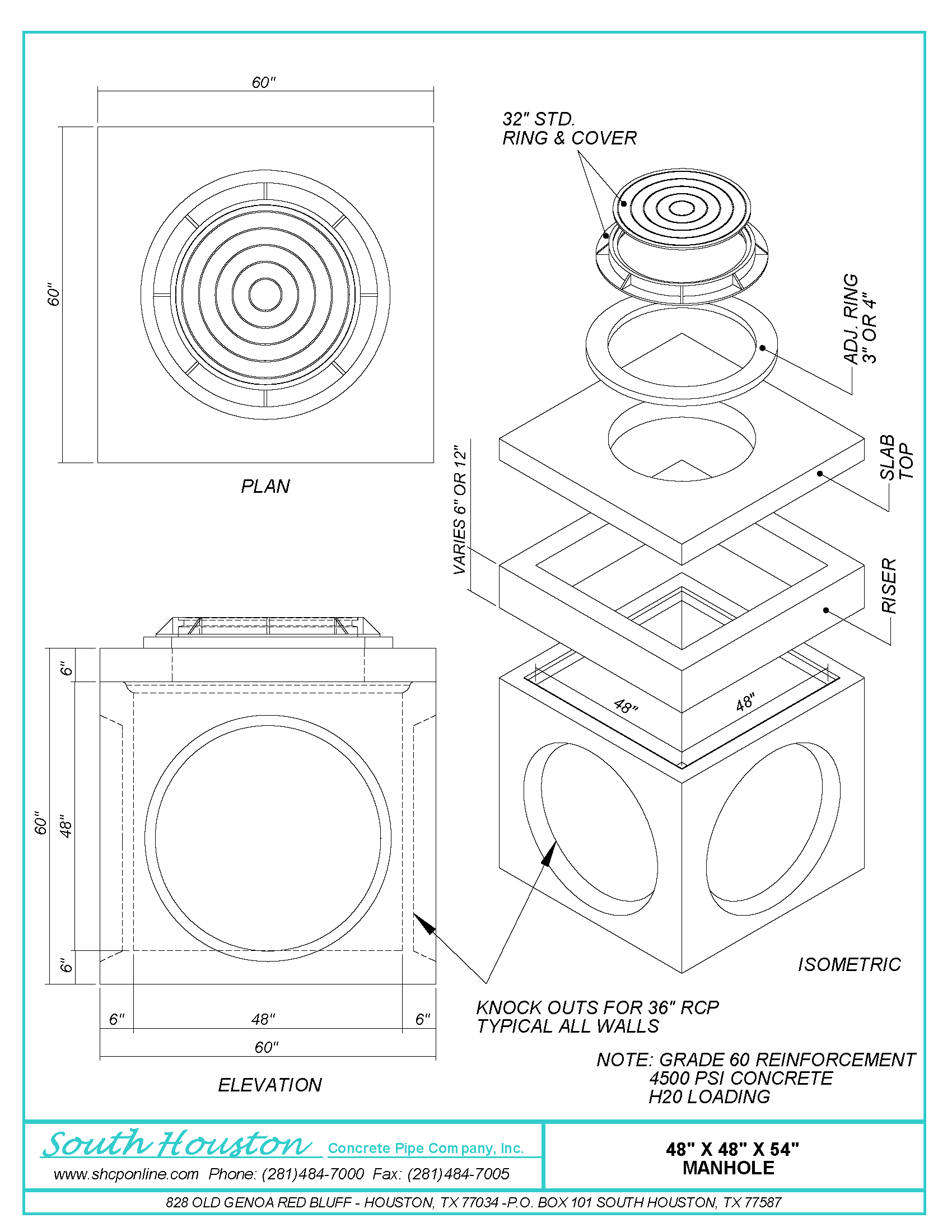 48"x48"x66" Storm Manhole