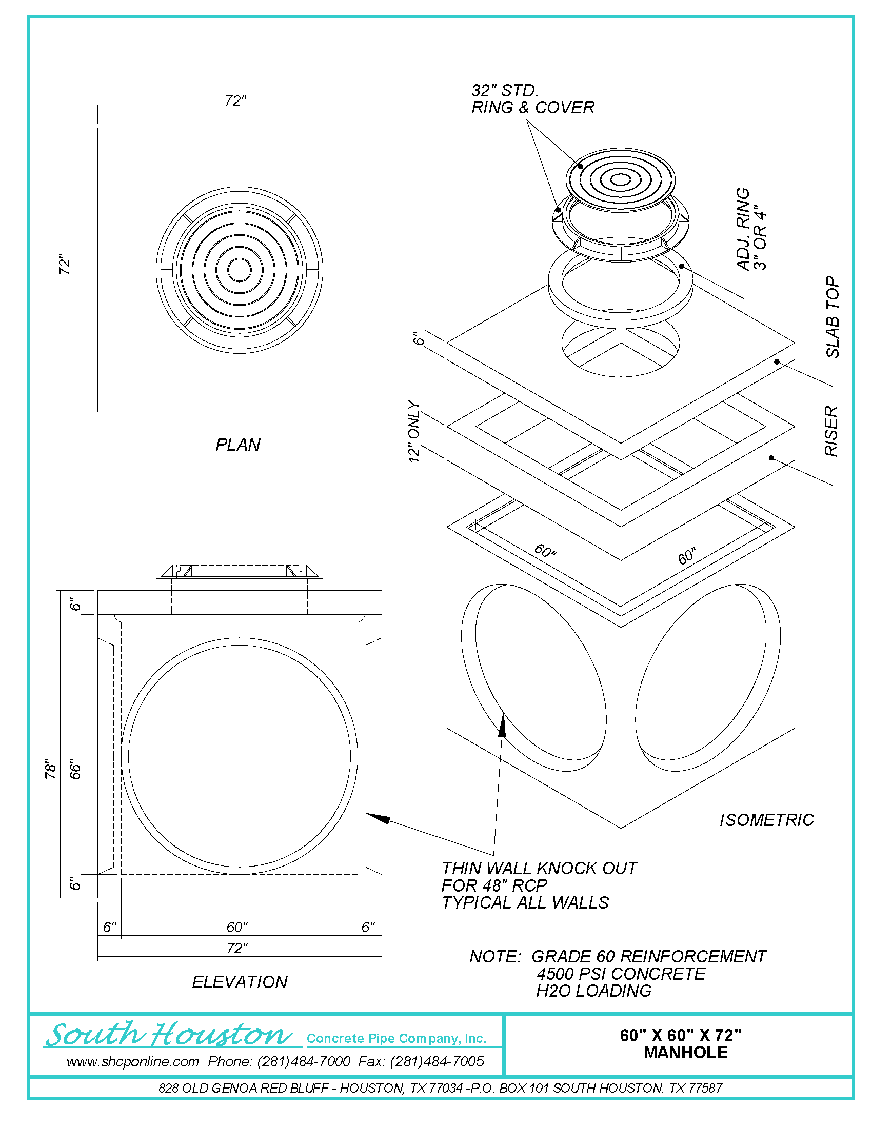 60"x60"x78" Storm Manhole