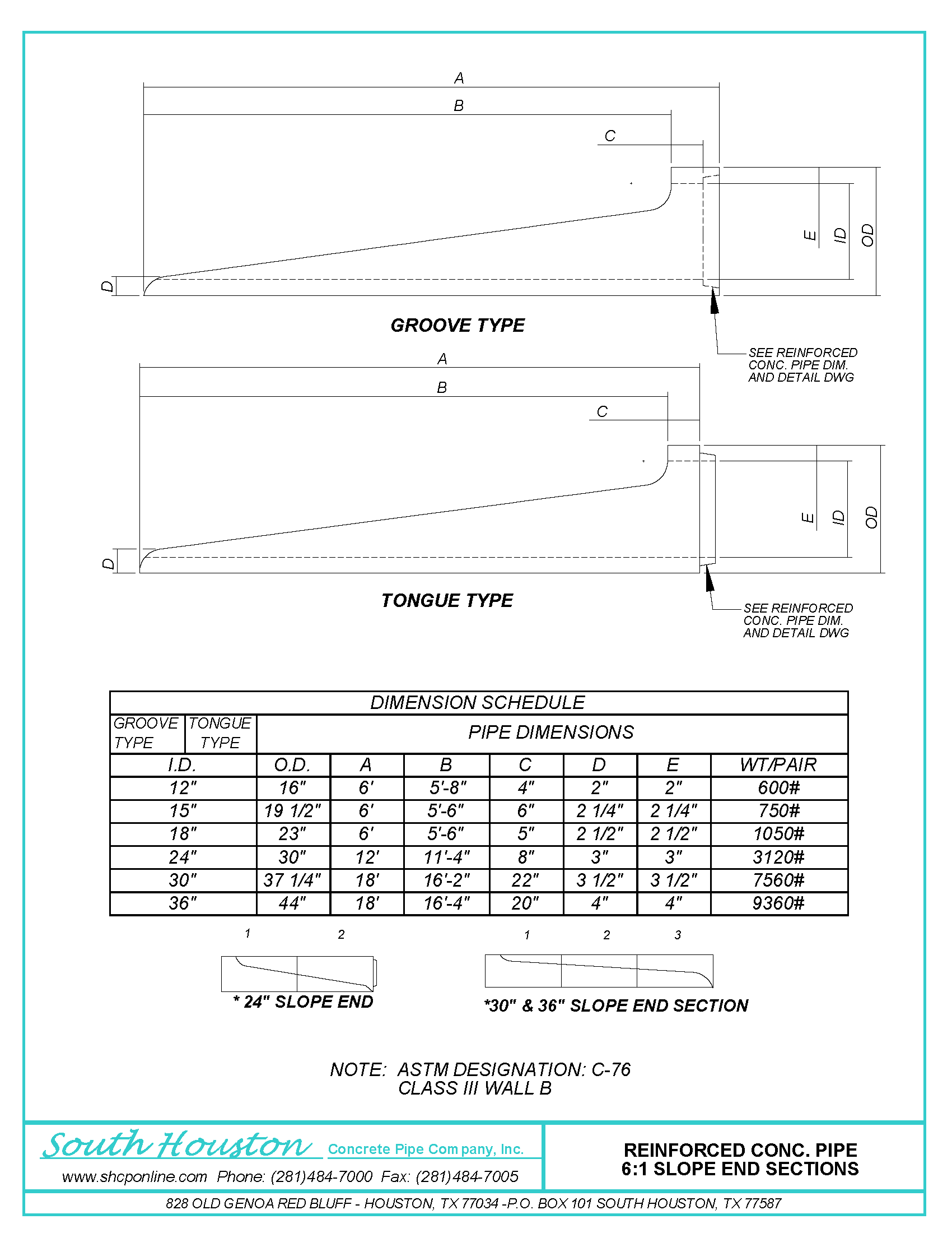 Reinforced Concrete Pipe 6:1 Slope End Sections