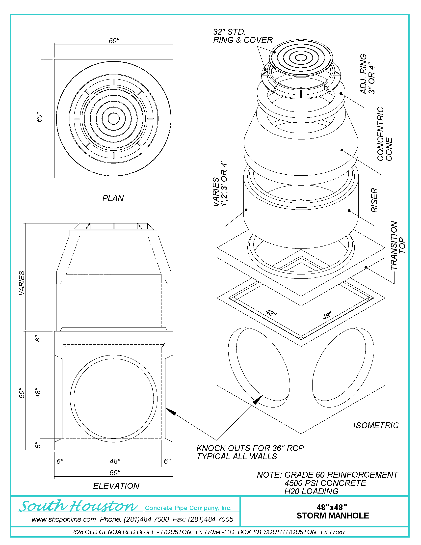 48"x48"x96" Storm Manhole