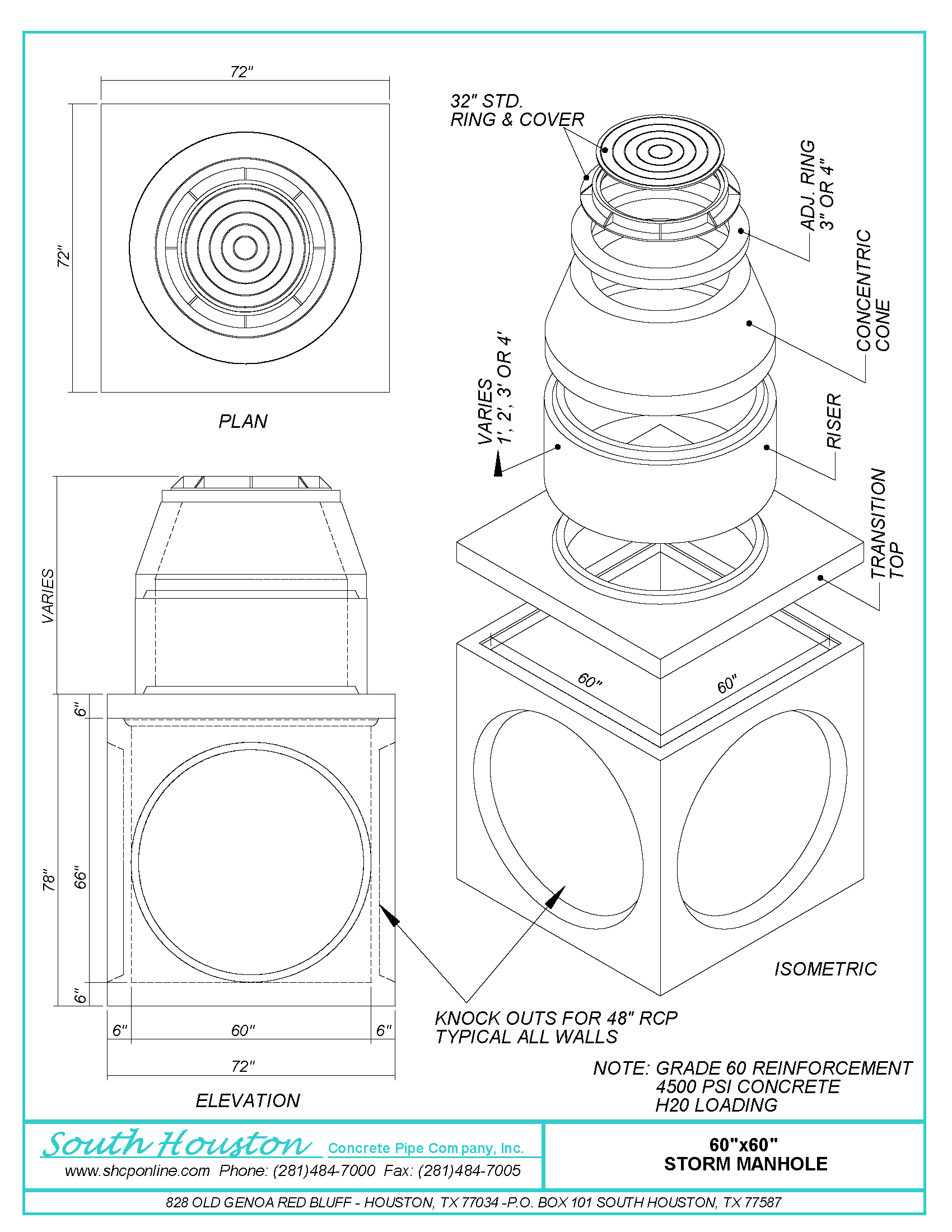 60"x60"x96" Storm Manhole