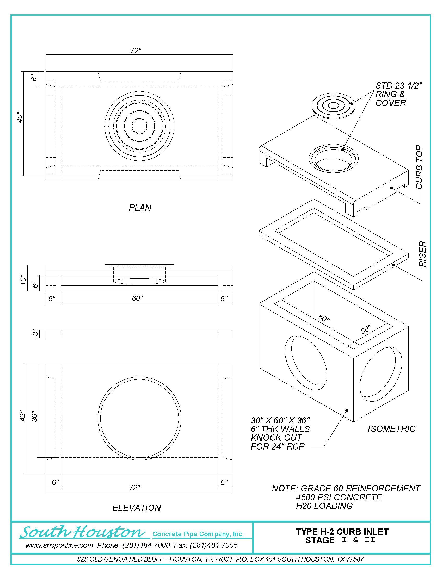 Type H2 Type Curb Inlet Stage I & II