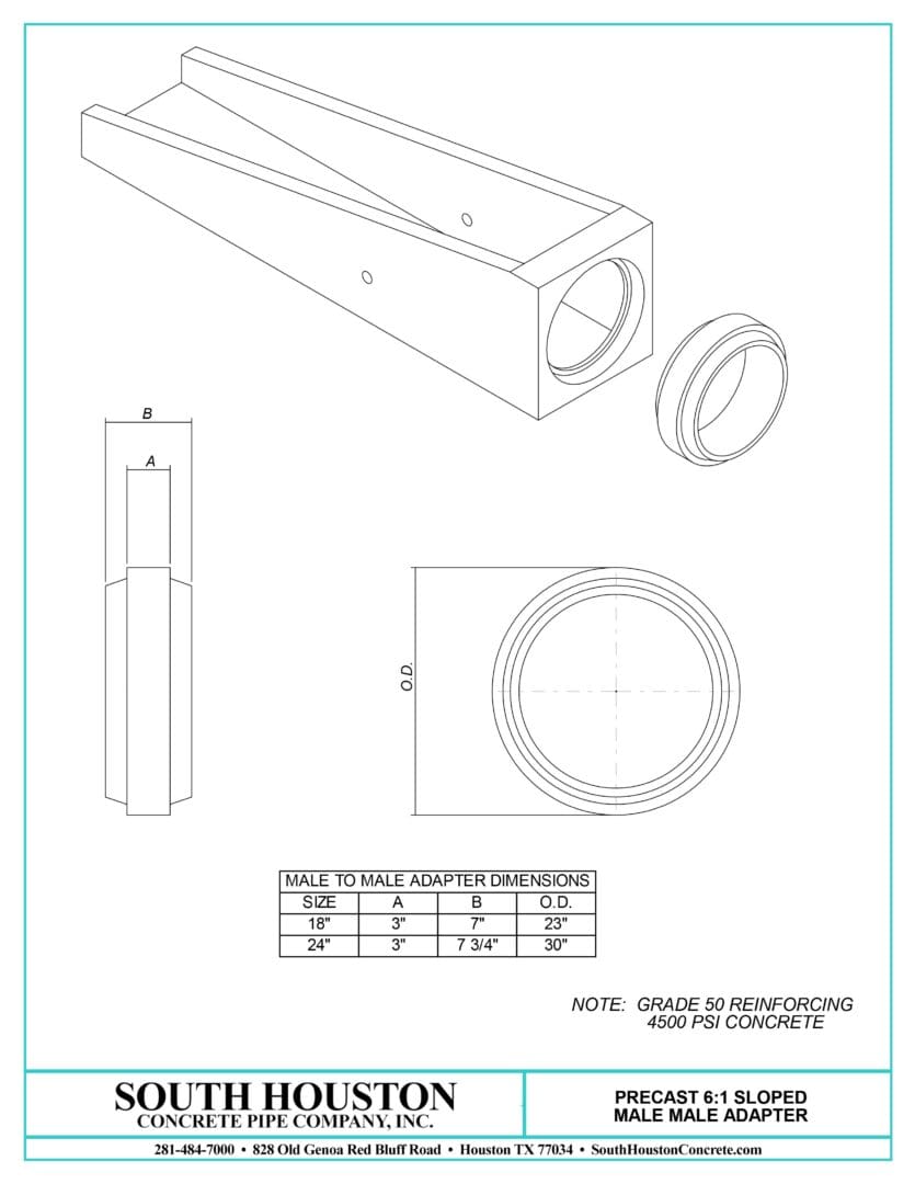 Precast 6:1 Sloped Male Male Adapter