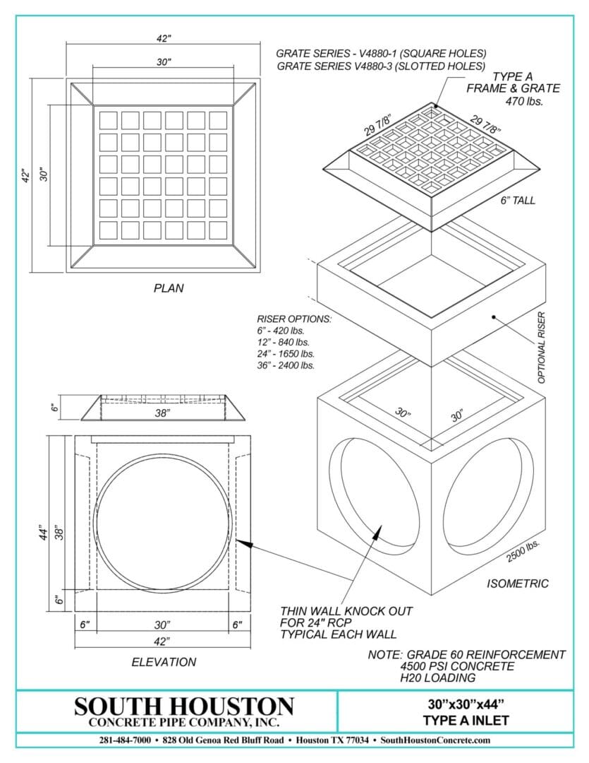 30"x30" Type A Storm Water Inlet Drainage